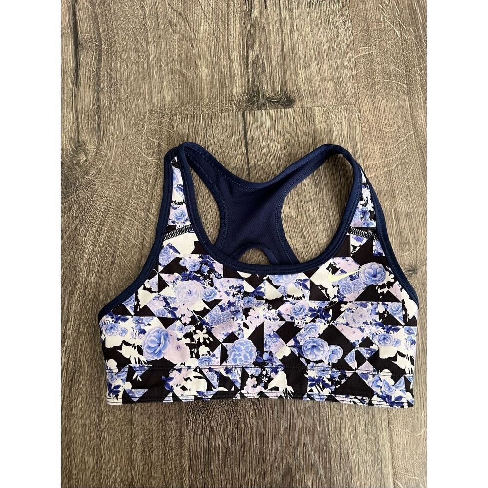 Nike Sports Bra Girls Youth Purple Floral Reversible Athletic